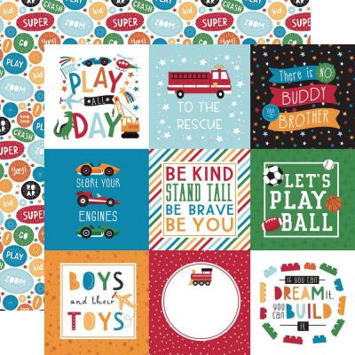 Echo Park Play All Day Boy Designpapier - 4 x 4 Journaling Cards